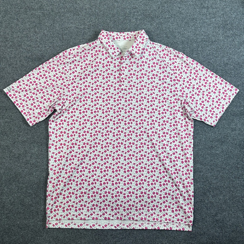 Straight Down Golf Polo Men's Size XXL White Pink Whiskey Performance Shirt